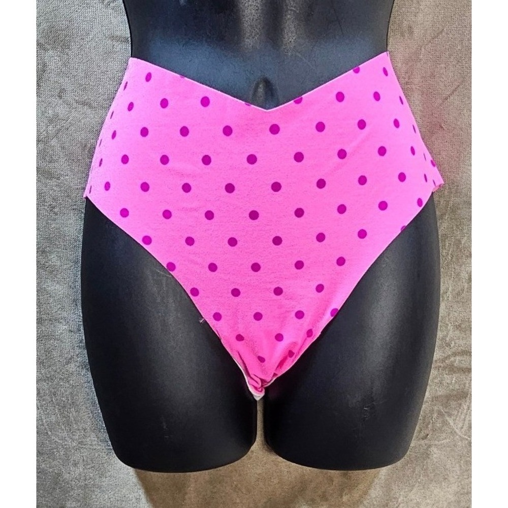 Victorias Secret Pink Polka Dot Hiphugger Panties XL V-Front Seamless Hipster